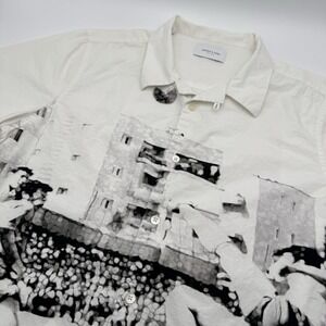 Ovadia & Sons Mens XL X-Large Soccer Print Button Up 100% Cotton Shirt